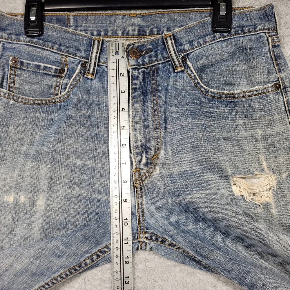 Levi Strauss 505 Mens Jeans 32x30 Distressed Light‎ Wash Denim Regular Straight